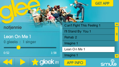 Share your songs from Glee for iPhone and iPad with Smule's Facebook widget